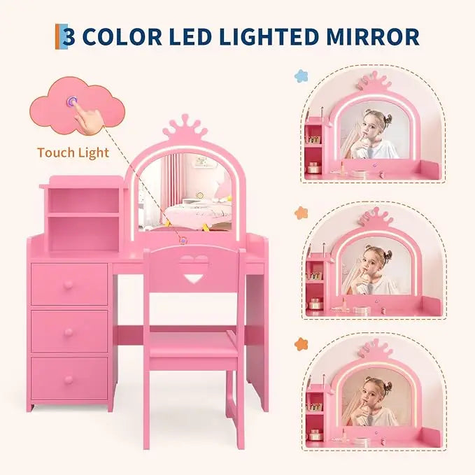 Kids Vanity with Lights – 2-in-1