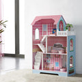3-Tier Wooden Dollhouse with Furniture