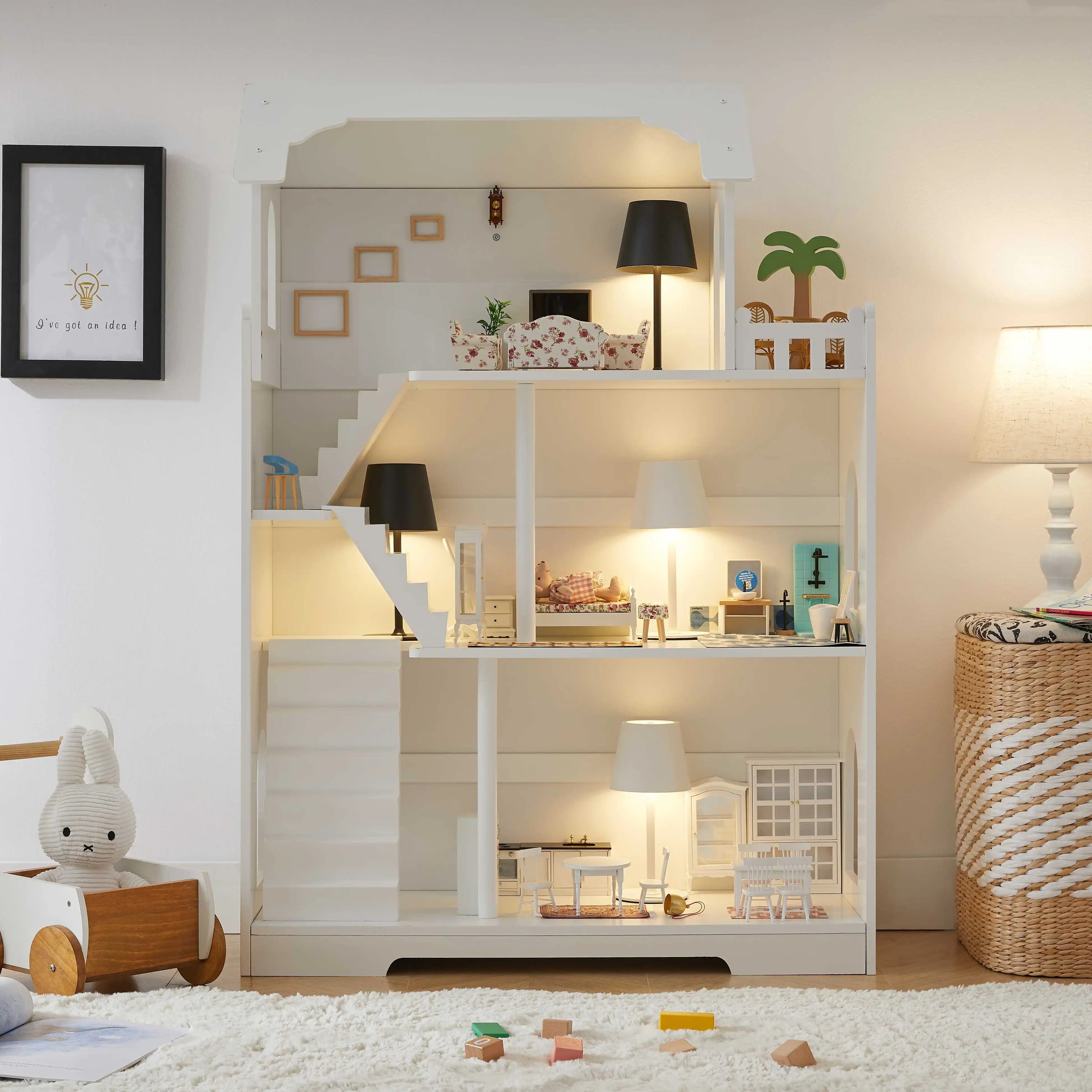 Wooden Dollhouse Bookshelf