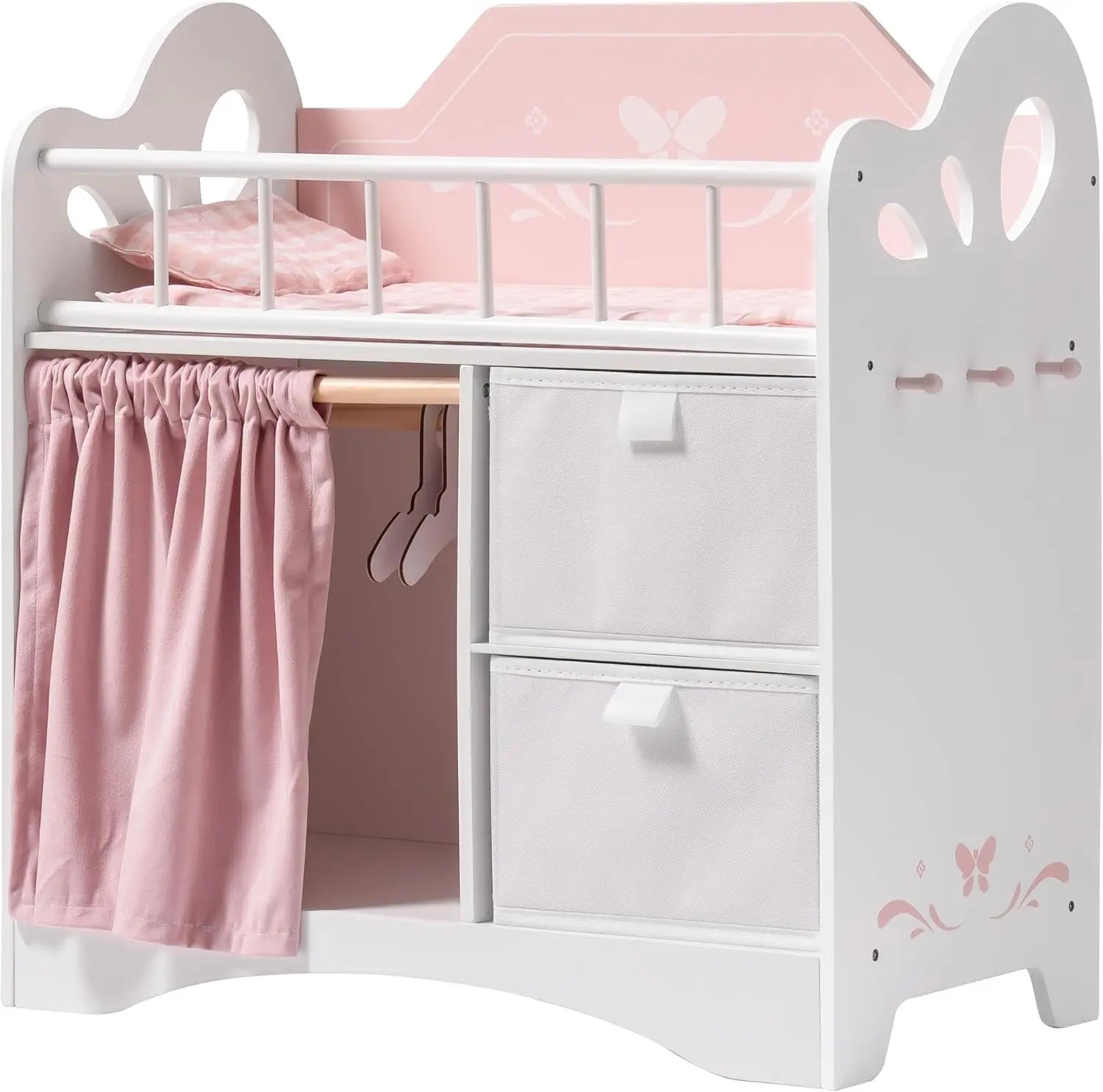 Pink Wooden Doll Crib