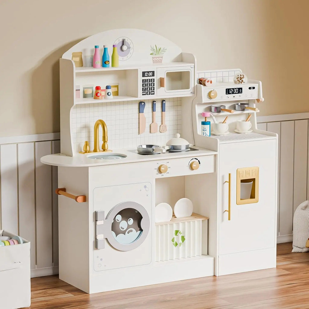 Wooden Play Kitchen with Coffee Machine