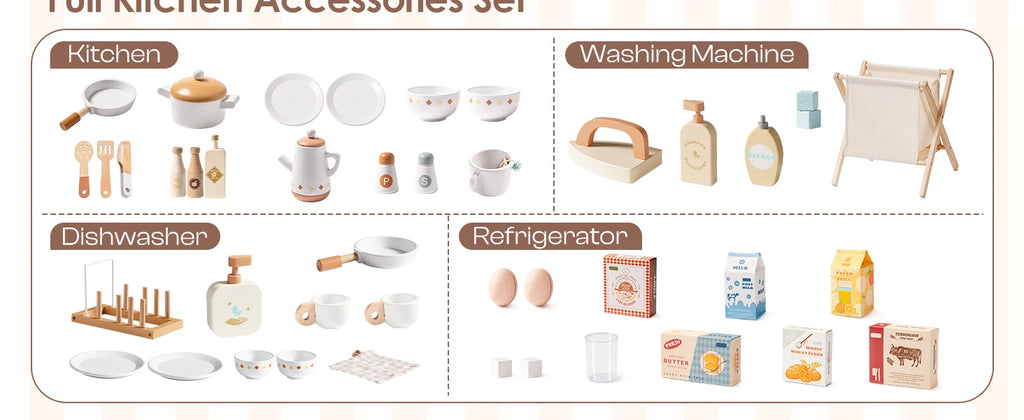 Wooden Play Kitchen Set
