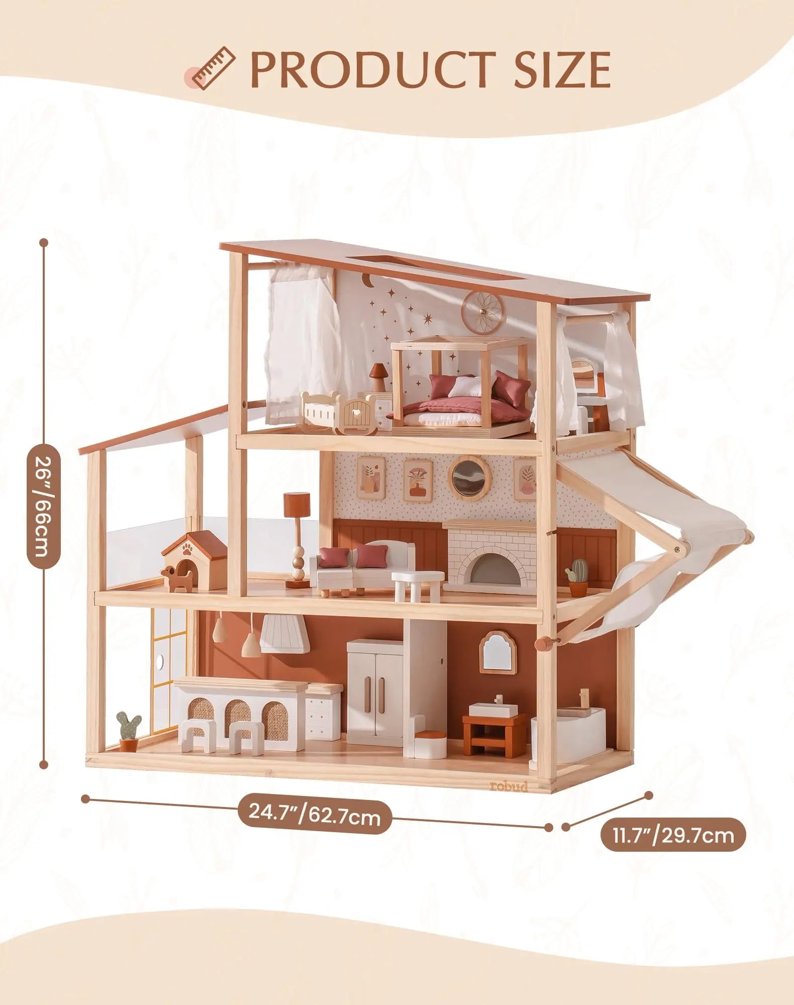 Wooden Bohemian Dollhouse