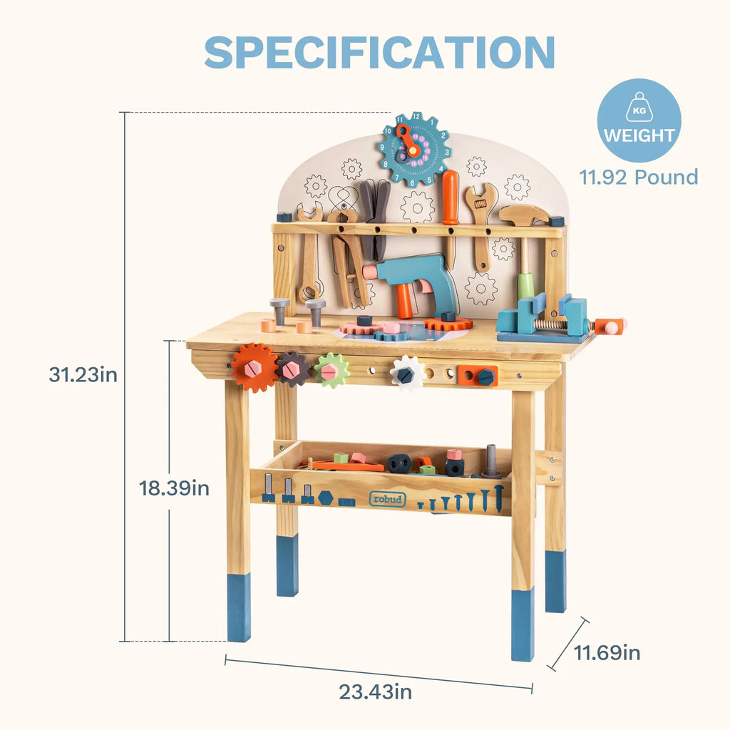 Wooden Play Tool Workbench Set