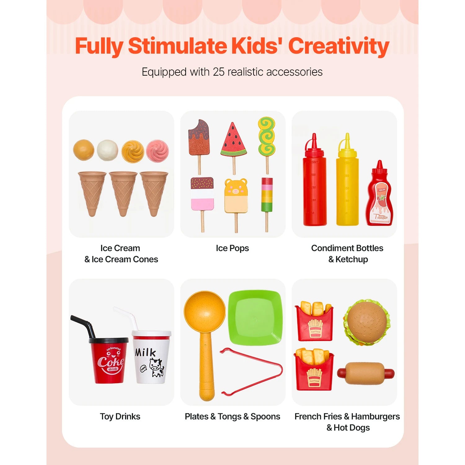 Ice Cream Cart Play Set with 20+ Accessories