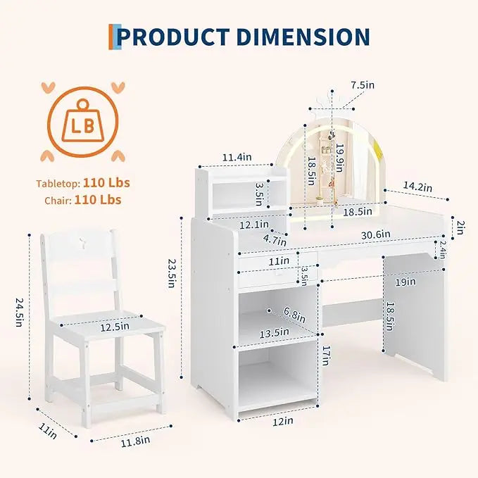 Kids Vanity with Lights – 2-in-1