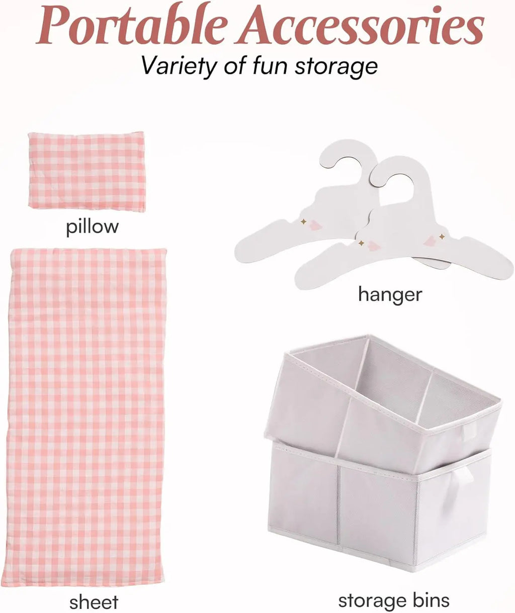 Pink Wooden Doll Crib