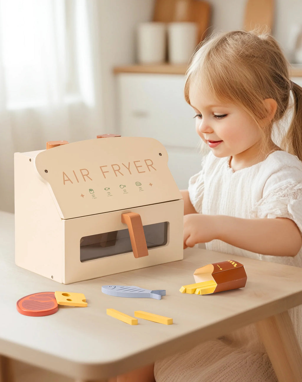 Wooden Air Fryer Play Kitchen Set