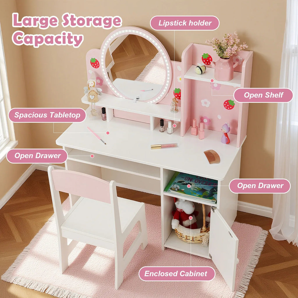 Pink Kids Vanity Desk