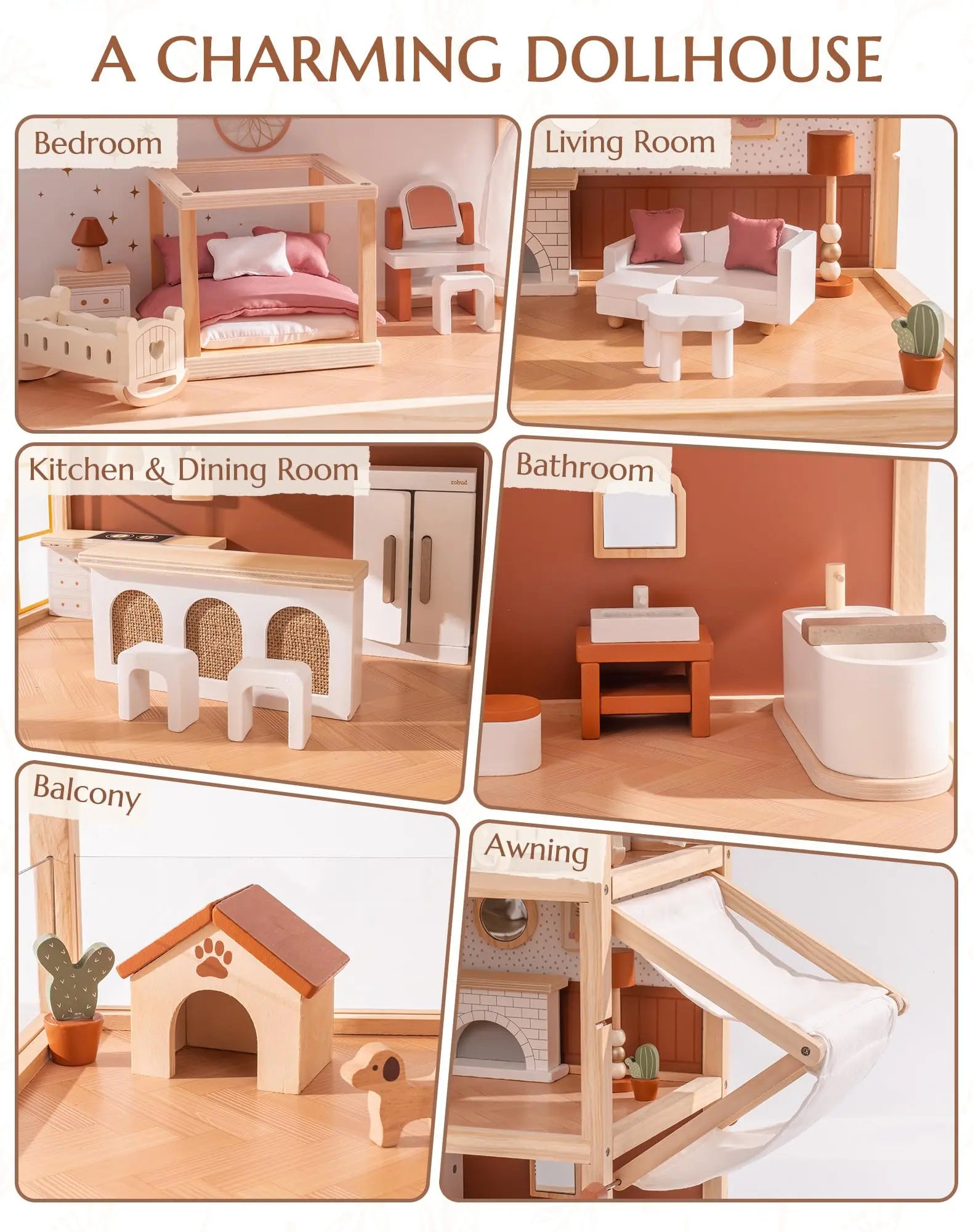 Wooden Bohemian Dollhouse