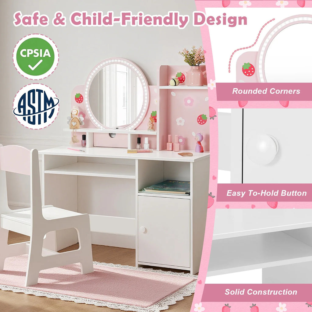 Pink Kids Vanity Desk