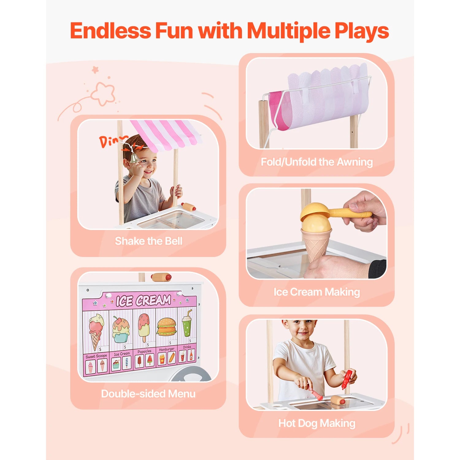 Ice Cream Cart Play Set with 20+ Accessories