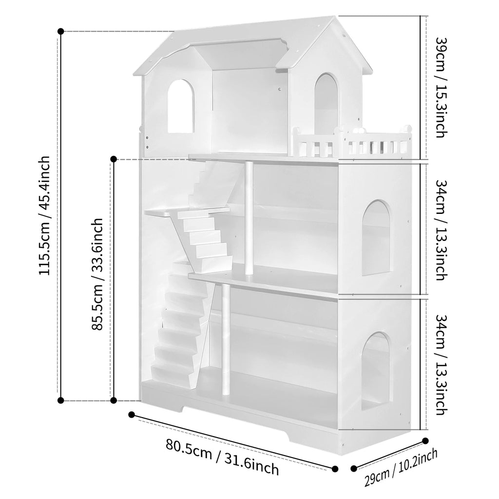 Wooden Dollhouse Bookshelf