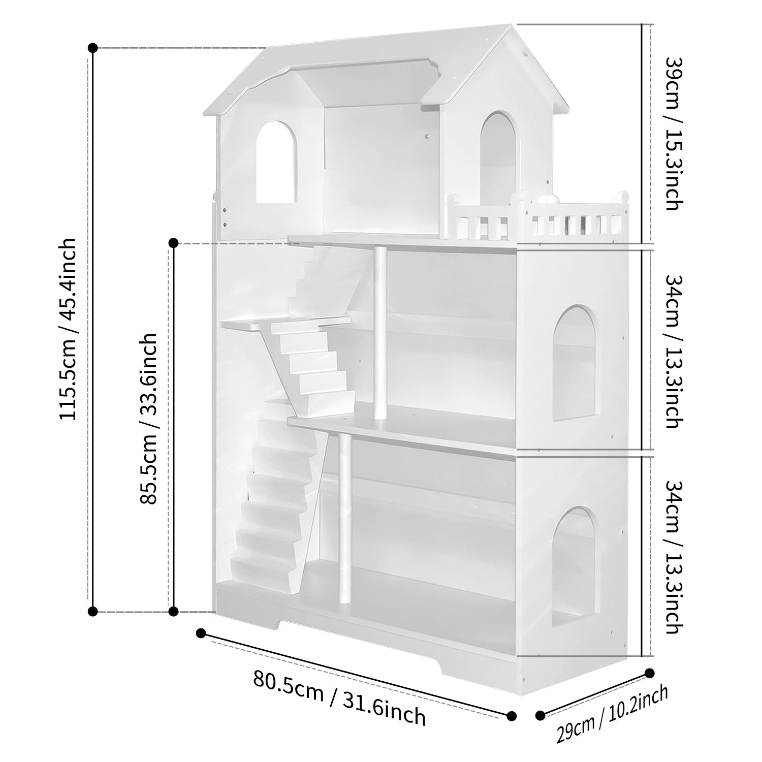 Wooden Dollhouse Bookshelf