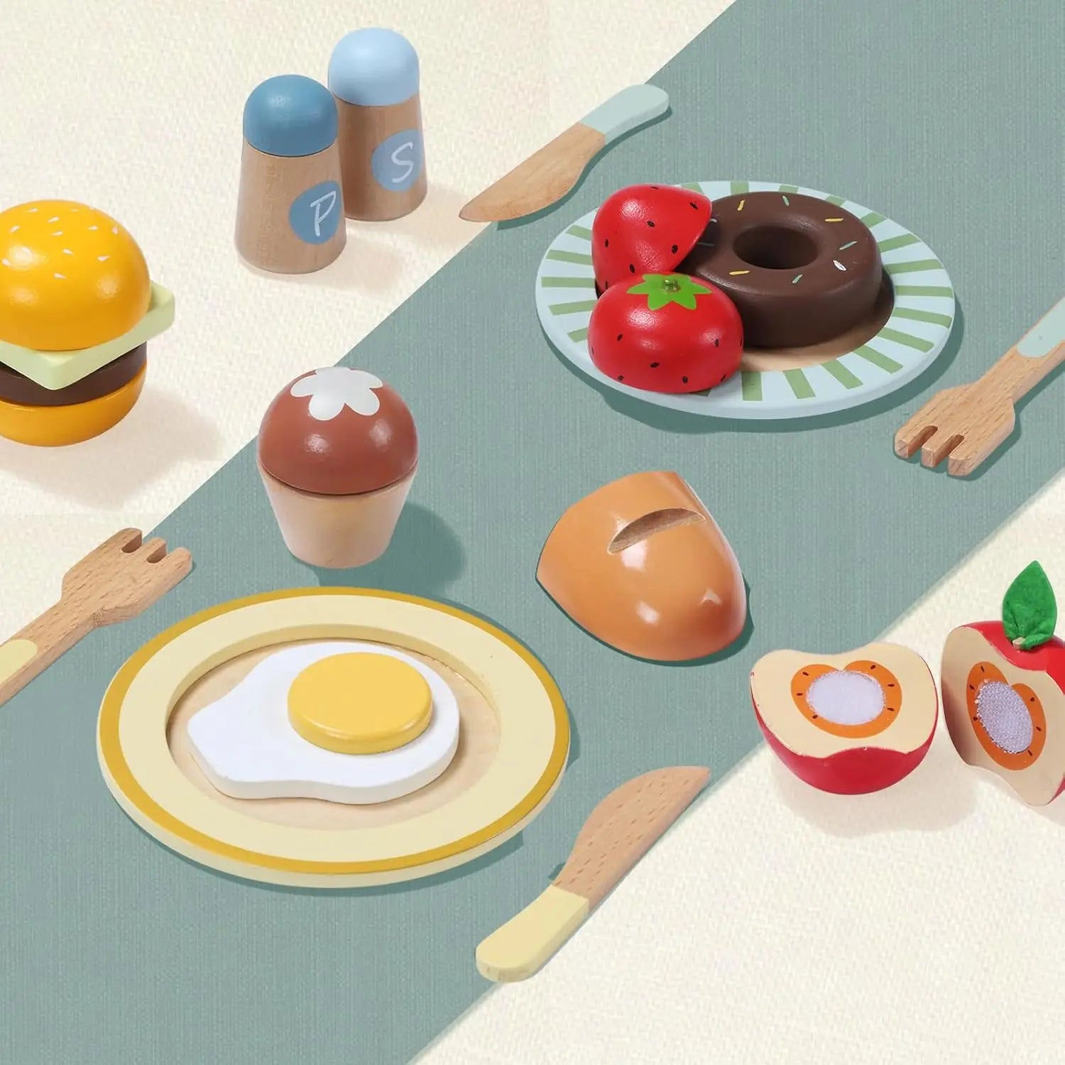 Wooden Play Food Set – 78PCS