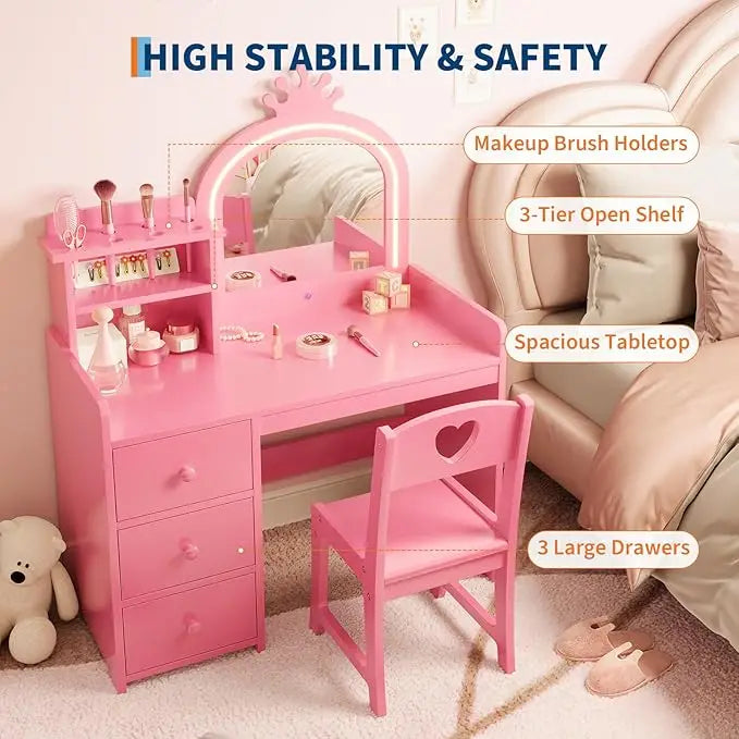 Kids Vanity with Lights – 2-in-1