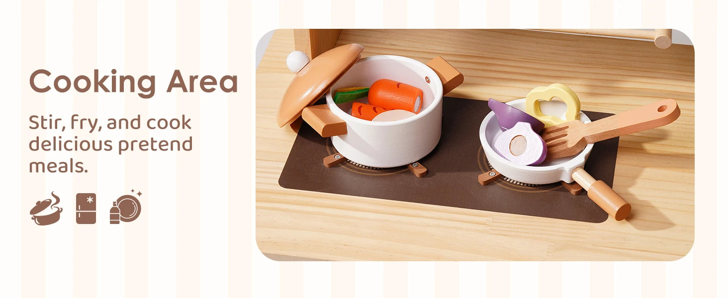 Wooden Play Kitchen Set